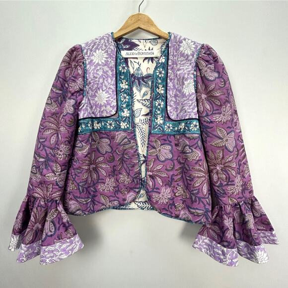 NWT Alix of Bohemia Carnaby Floral Patchwork Jacket, Purple Amethyst, Sz S - Picture 5 of 15